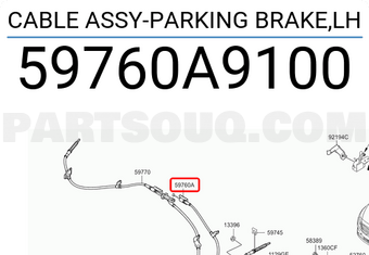 Hyundai / KIA 59760A9100 CABLE ASSY-PARKING BRAKE,LH