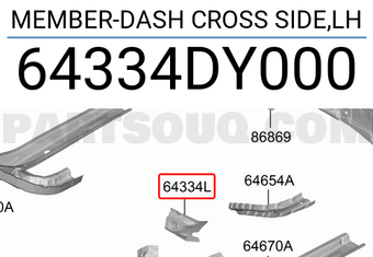 Hyundai / KIA 64334DY000 MEMBER-DASH CROSS SIDE,LH