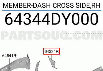 Hyundai / KIA 64344DY000 MEMBER-DASH CROSS SIDE,RH