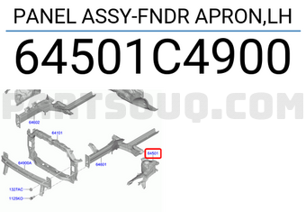 Hyundai / KIA 64501C4900 PANEL ASSY-FNDR APRON,LH