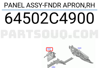 Hyundai / KIA 64502C4900 PANEL ASSY-FNDR APRON,RH