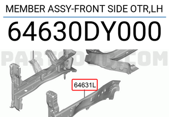 Hyundai / KIA 64630DY000 MEMBER ASSY-FRONT SIDE OTR,LH