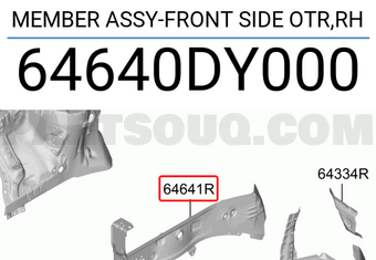 Hyundai / KIA 64640DY000 MEMBER ASSY-FRONT SIDE OTR,RH