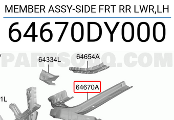 Hyundai / KIA 64670DY000 MEMBER ASSY-SIDE FRT RR LWR,LH