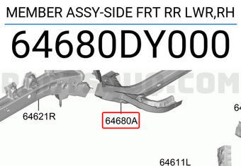 Hyundai / KIA 64680DY000 MEMBER ASSY-SIDE FRT RR LWR,RH