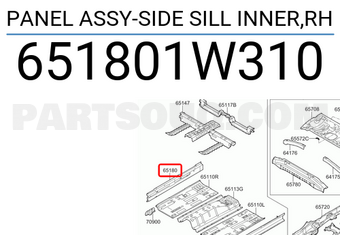 Hyundai / KIA 651801W310 PANEL ASSY-SIDE SILL INNER,RH