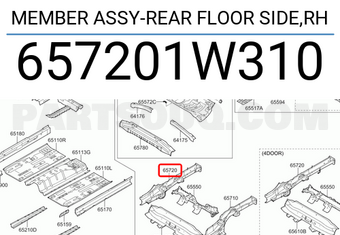 Hyundai / KIA 657201W310 MEMBER ASSY-REAR FLOOR SIDE,RH