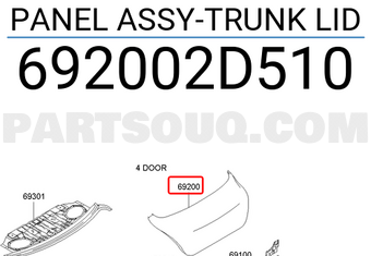 Hyundai / KIA 692002D510 PANEL ASSY-TRUNK LID