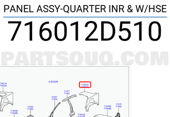 Hyundai / KIA 716012D510 PANEL ASSY-QUARTER INR & W/HSE