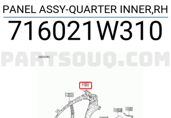 Hyundai / KIA 716021W310 PANEL ASSY-QUARTER INNER,RH