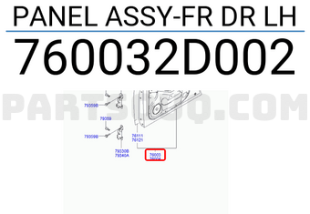 Hyundai / KIA 760032D002 PANEL ASSY-FR DR LH