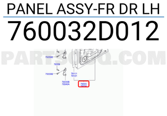 Hyundai / KIA 760032D012 PANEL ASSY-FR DR LH