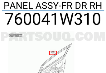 Hyundai / KIA 760041W310 PANEL ASSY-FR DR RH