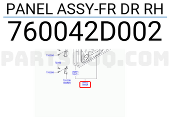 Hyundai / KIA 760042D002 PANEL ASSY-FR DR RH