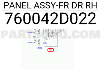 Hyundai / KIA 760042D022 PANEL ASSY-FR DR RH