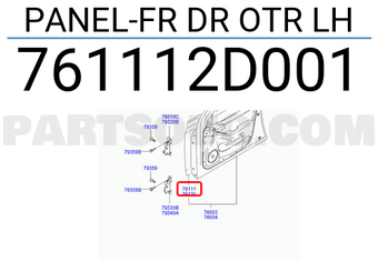 Hyundai / KIA 761112D001 PANEL-FR DR OTR LH