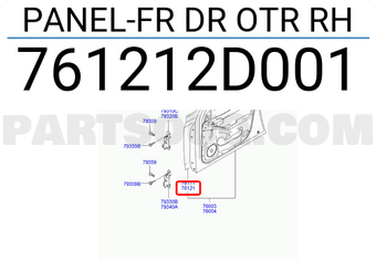 Hyundai / KIA 761212D001 PANEL-FR DR OTR RH