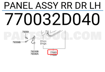 Hyundai / KIA 770032D040 PANEL ASSY RR DR LH
