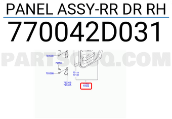 Hyundai / KIA 770042D031 PANEL ASSY-RR DR RH