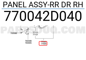 Hyundai / KIA 770042D040 PANEL ASSY-RR DR RH