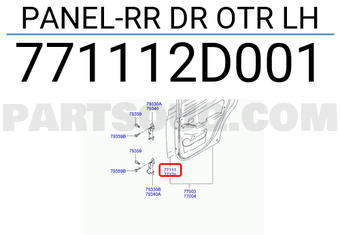 Hyundai / KIA 771112D001 PANEL-RR DR OTR LH