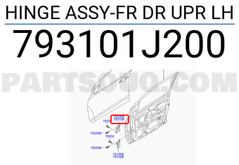 Hyundai / KIA 793101J200 HINGE ASSY-FR DR UPR LH