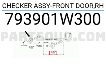 Hyundai / KIA 793901W300 CHECKER ASSY-FRONT DOOR,RH
