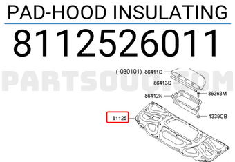 Hyundai / KIA 8112526011 PAD-HOOD INSULATING
