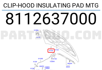 Hyundai / KIA 8112637000 CLIP-HOOD INSULATING PAD MTG