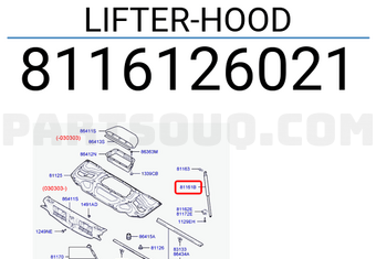 Hyundai / KIA 8116126021 LIFTER-HOOD