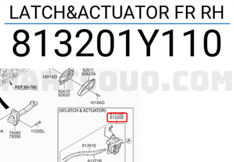 Hyundai / KIA 813201Y110 LATCH&ACTUATOR FR RH