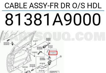Hyundai / KIA 81381A9000 CABLE ASSY-FR DR O/S HDL