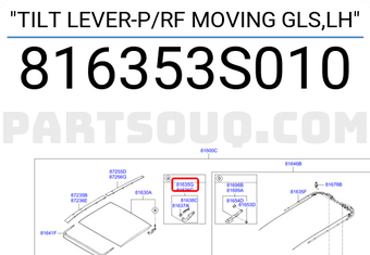New HYUNDAI Genuine OEM 81635-3S010 ~ TILT LEVER-P/RF MOVING GLS,LH