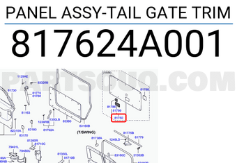 Hyundai / KIA 817624A001 PANEL ASSY-TAIL GATE TRIM