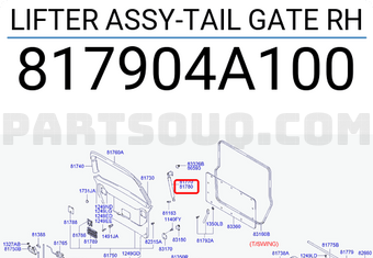 Hyundai / KIA 817904A100 LIFTER ASSY-TAIL GATE RH