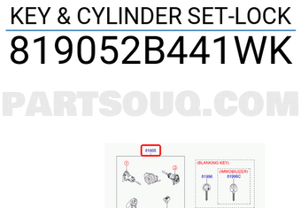 Hyundai / KIA 819052B441WK KEY & CYLINDER SET-LOCK