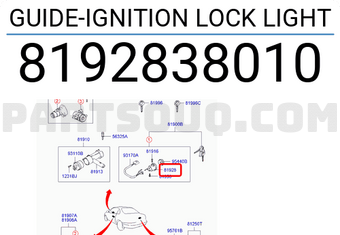 Hyundai / KIA 8192838010 GUIDE-IGNITION LOCK LIGHT