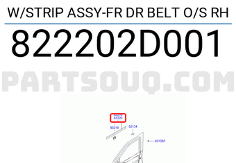 Hyundai / KIA 822202D001 W/STRIP ASSY-FR DR BELT O/S RH