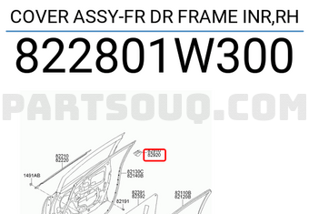 Hyundai / KIA 822801W300 COVER ASSY-FR DR FRAME INR,RH