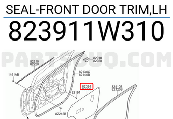 Hyundai / KIA 823911W310 SEAL-FRONT DOOR TRIM,LH