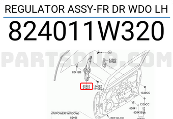 Hyundai / KIA 824011W320 REGULATOR ASSY-FR DR WDO LH
