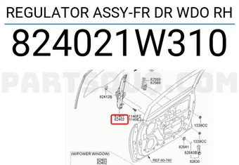 Hyundai / KIA 824021W310 REGULATOR ASSY-FR DR WDO RH