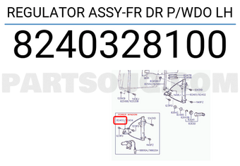 Hyundai / KIA 8240328100 REGULATOR ASSY-FR DR P/WDO LH