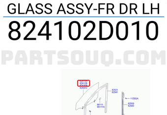 Hyundai / KIA 824102D010 GLASS ASSY-FR DR LH