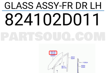 Hyundai / KIA 824102D011 GLASS ASSY-FR DR LH