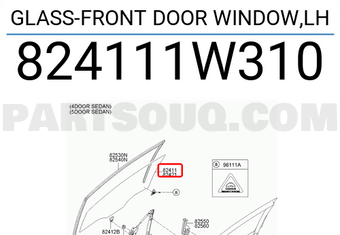Hyundai / KIA 824111W310 GLASS-FRONT DOOR WINDOW,LH