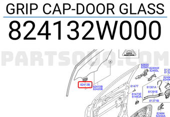 Hyundai / KIA 824132W000 GRIP CAP-DOOR GLASS