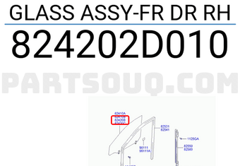 Hyundai / KIA 824202D010 GLASS ASSY-FR DR RH