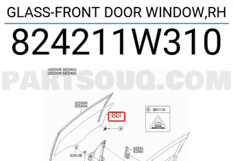 Hyundai / KIA 824211W310 GLASS-FRONT DOOR WINDOW,RH