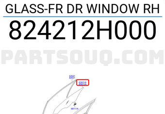 Hyundai / KIA 824212H000 GLASS-FR DR WINDOW RH